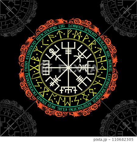 White scandinavian Vegvisir circle runes 110682305