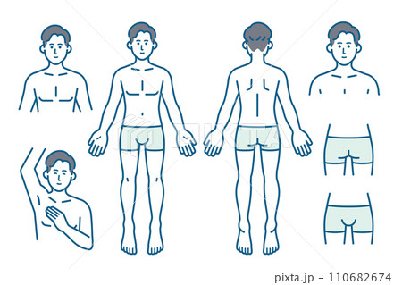男性の全身脱毛　セットイラスト 110682674