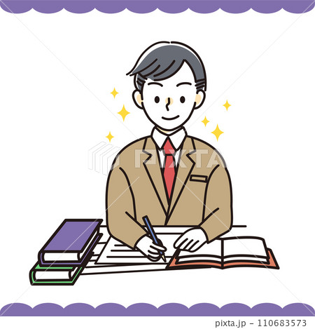 勉強をする男子学生のイラスト ベクター 素材 勉強をする男子学生のイラスト ベクター 素材 110683573