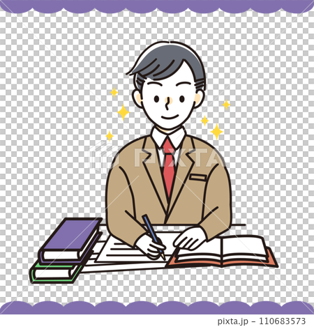 勉強をする男子学生のイラスト ベクター 素材 勉強をする男子学生のイラスト ベクター 素材 110683573