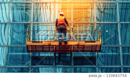 ビルの窓の清掃 ビルの窓の清掃 110683758
