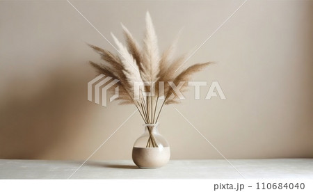 パンパスグラスとシンプルな背景 AI生成画像 パンパスグラスとシンプルな背景 AI生成画像 110684040