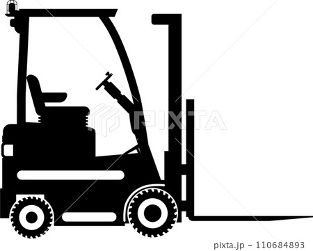 Silhouette of Wheel Forklift Icon in Flat Style. Vector Illustration 110684893