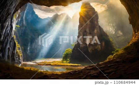 ファンタジー世界の風景 AI生成画像 ファンタジー世界の風景 AI生成画像 110684944