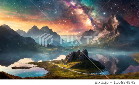 ファンタジー世界の風景 AI生成画像 ファンタジー世界の風景 AI生成画像 110684945