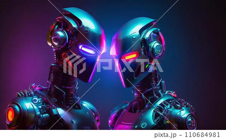 サイバーパンクな世界のロボット AI生成画像 サイバーパンクな世界のロボット AI生成画像 110684981