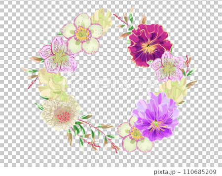 Pansy Christmas Rose Wreath 110685209