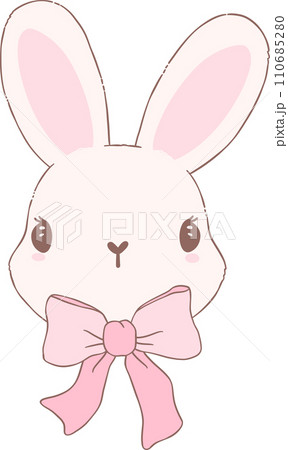Coquette Bunny with pink ribbon bow Coquette Bunny with pink ribbon bow 110685280