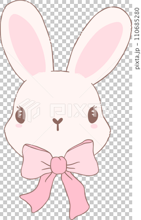 Coquette Bunny with pink ribbon bow Coquette Bunny with pink ribbon bow 110685280