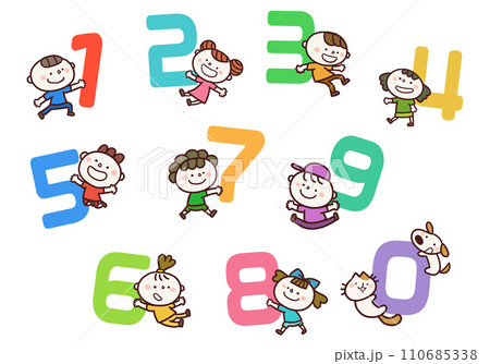 0~9までの数字とかわいい子どもたちのイラスト 0~9までの数字とかわいい子どもたちのイラスト 110685338