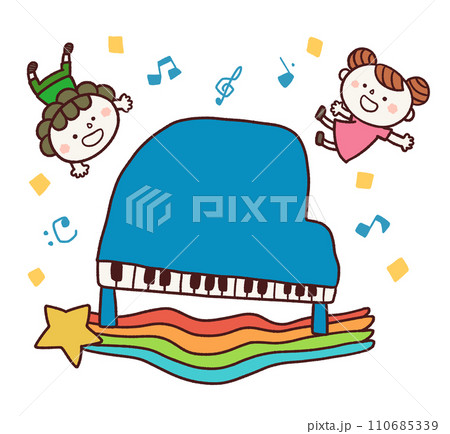 ピアノを楽しむ子どもたちのイラスト 110685339