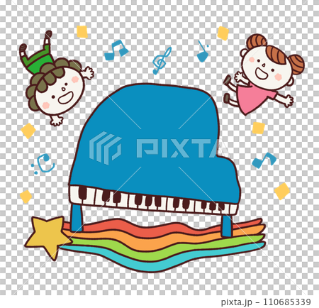 ピアノを楽しむ子どもたちのイラスト 110685339