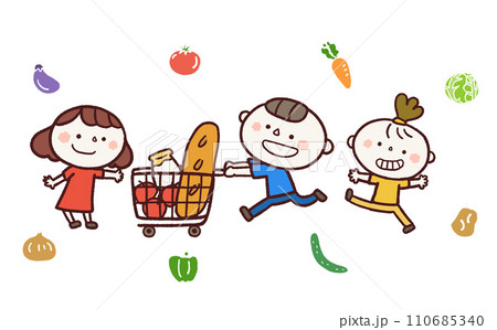 買い物をする子どもたちのイラスト 110685340