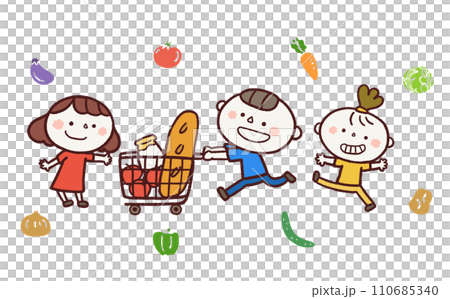 買い物をする子どもたちのイラスト 110685340