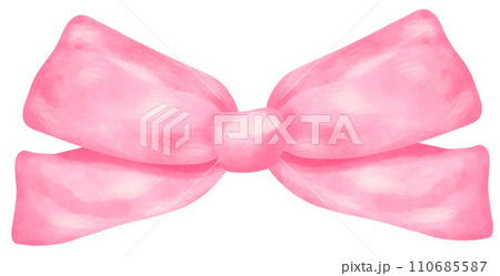 Hot Pink Coquette ribbon bow watercolor 110685587