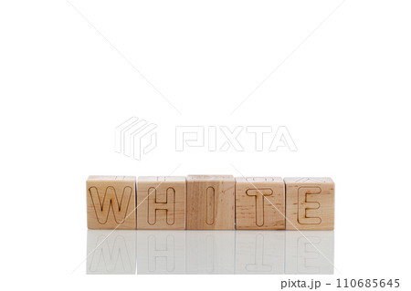 Wooden cubes with letters white on a white background 110685645
