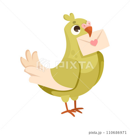 Bird with Letter Envelope as Gift for Valentine Holiday Vector Illustration Bird with Letter Envelope as Gift for Valentine Holiday Vector Illustration 110686971