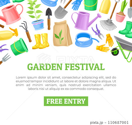 Garden Tool and Equipment Banner Design Vector Template 110687001