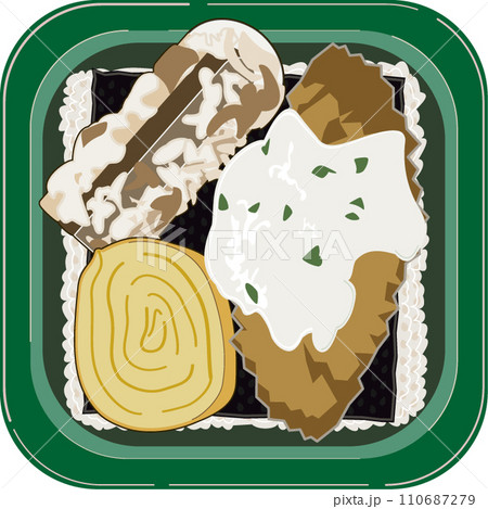 弁当用角緑容器、のり弁当 110687279