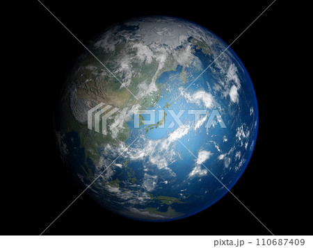 地球　日本中心　CG　背景 110687409