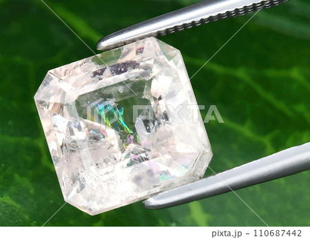 natural pink morganite beryl gem on the background 110687442