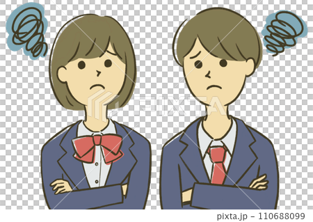 A confused male and female student 110688099