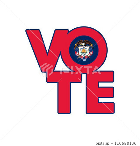 Vote sign, postcard, poster. Banner with Utah flag. Vector illustration. 110688136