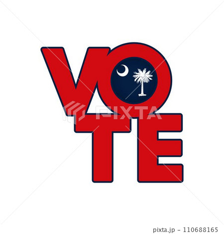 Vote sign, postcard, poster. Banner with South Carolina flag. Vector illustration. Vote sign, postcard, poster. Banner with South Carolina flag. Vector illustration. 110688165