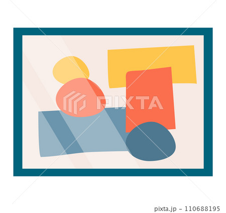 Abstract geometric shapes composition in primary colors. Minimalist artwork with circles, rectangles. Contemporary art and modern design vector illustration. 110688195