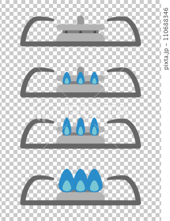 ガスコンロの火加減のセット	 110688346