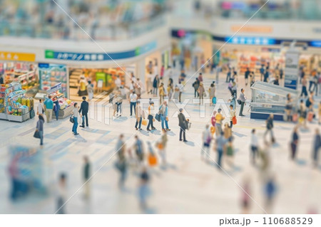Watercolor painting of Crowd of people in shopping mall. Watercolor painting of Crowd of people in shopping mall. 110688529