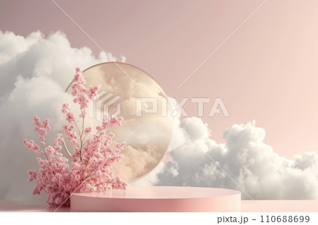 Minimal 3d podium product display beautiful background with high clouds. 110688699