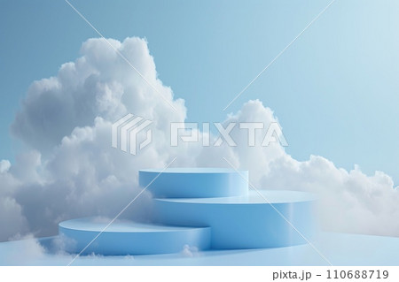 Minimal 3d podium product display beautiful background with high clouds. 110688719