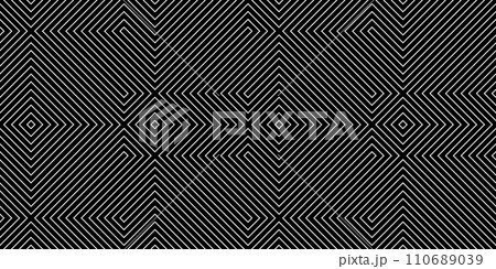 Abstract geometric pattern with stripes, lines. Seamless vector background. White and black ornament. Simple lattice graphic design. 110689039