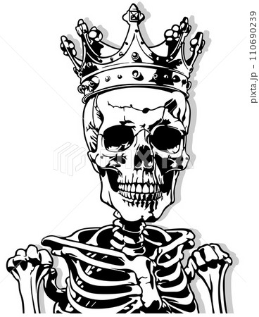 Drawing of Skeleton with Royal Crown on Head 110690239
