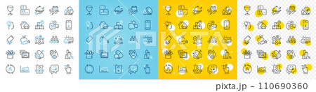 Vector icons set of Fuel price, Online job and Apple carrot line icons pack for web with Smile, Yummy smile, User info outline icon. Photo album, Card, Journey pictogram. Glass. Vector 110690360