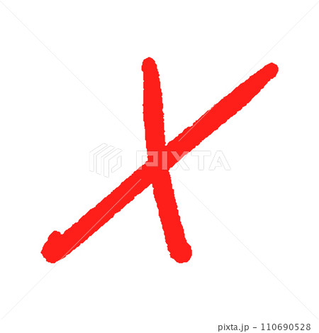 ラフな手書きの赤いバツ - クロスマーク・X markのデザイン素材 ラフな手書きの赤いバツ - クロスマーク・X markのデザイン素材 110690528