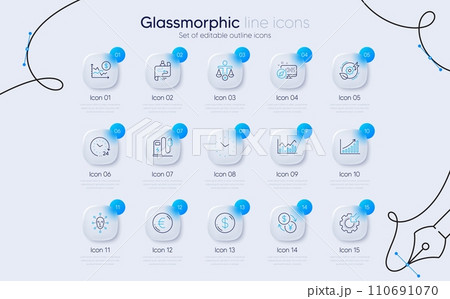 Set of Journey path, Currency exchange and Charging station line icons for web app. Web system, 24 hours, Euro money icons. Seo gear, Infochart, Face biometrics signs. Dollar money. Vector 110691070