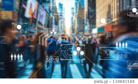 デジタルの世界で成功したビジネスリーダー、DX サイバーセキュリティ、インターネット安全のイメージ 110691588