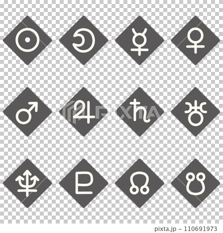 Black planet diamond icon set 110691973