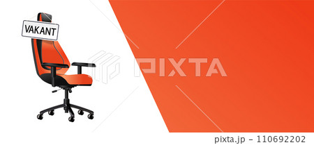 Vacant. Business recruitment concept. Office chair with a sign vacant. We are hiring, open vacancy. Hiring and recruiting banner. Vector Vacant. Business recruitment concept. Office chair with a sign vacant. We are hiring, open vacancy. Hiring and recruiting banner. Vector 110692202