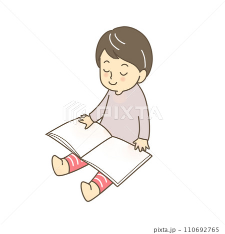 絵本を読む男の子 110692765