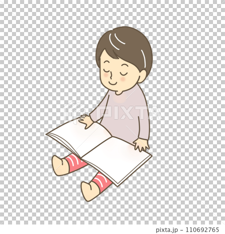 絵本を読む男の子 110692765