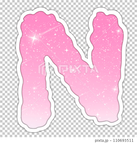 Letter N - Alphabet pink glitter on transparent background for valentine love festival 110693511
