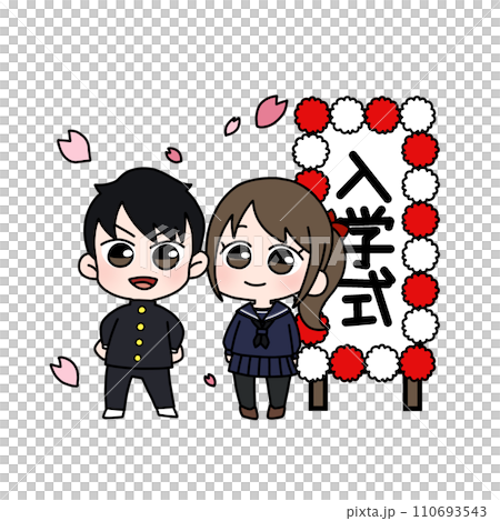 Boys and girls entrance ceremony illustration Boys and girls entrance ceremony illustration 110693543