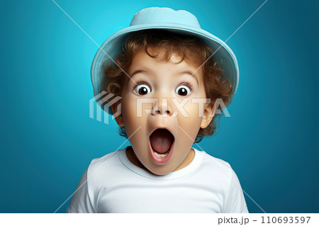 Infantile Delight Baby's Astonishment and Joy on a Bright Light-Colored Background. created with Generative AI Infantile Delight Baby's Astonishment and Joy on a Bright Light-Colored Background. created with Generative AI 110693597