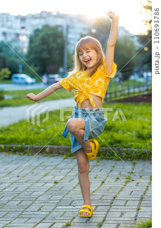 Child girl celebrating success, winning achievement good news lottery jackpot luck victory play game Child girl celebrating success, winning achievement good news lottery jackpot luck victory play game 110693786