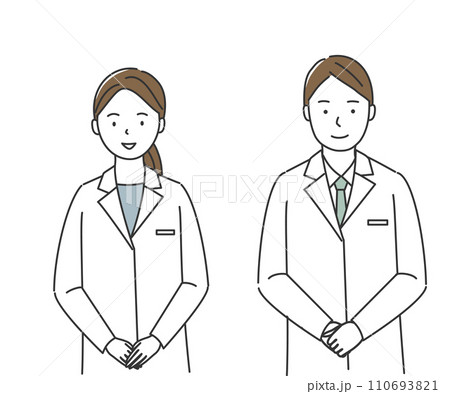 白衣を着た男性と女性 110693821
