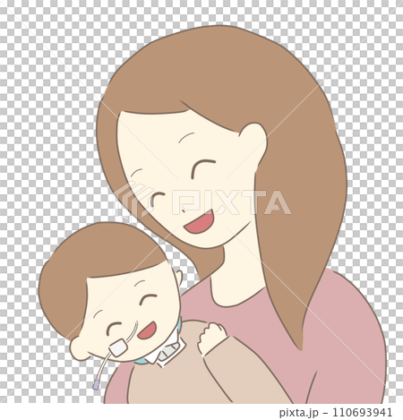笑顔の医療的ケア児とママ(NGチューブ・気管切開) 笑顔の医療的ケア児とママ(NGチューブ・気管切開) 110693941