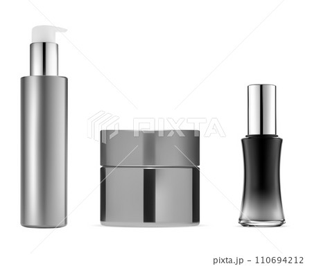 Cosmetic bottle collection. Cream jar, serum bottle Cosmetic bottle collection. Cream jar, serum bottle 110694212